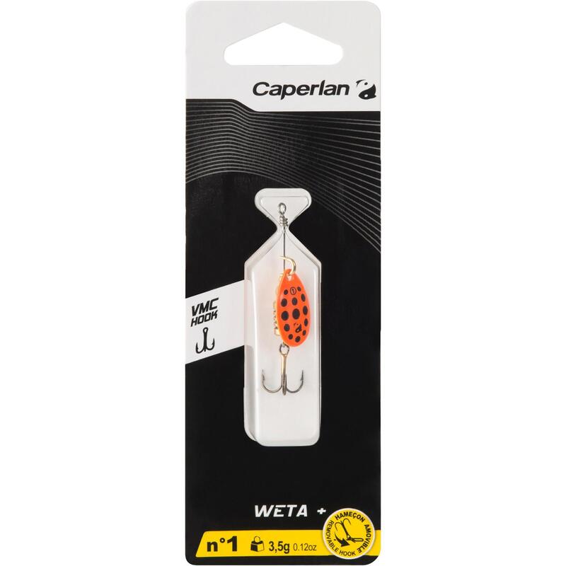 Cucharilla Giratoria Pesca Depredadores Weta N.º 1 Naranja Puntos Negros