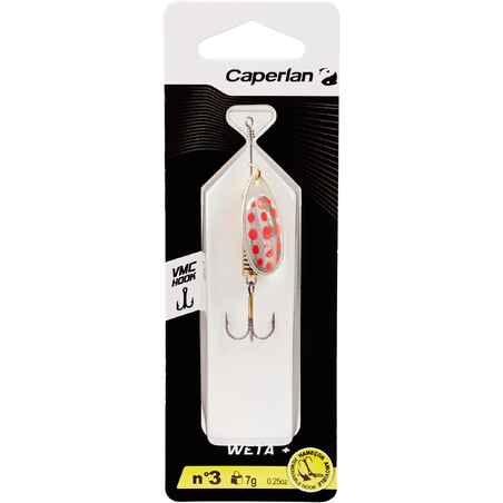 CUCHARILLA GIRATORIA PESCA DE DEPREDADORES WETA + Nº 3 PLATEADO PUNTOS ROJOS 