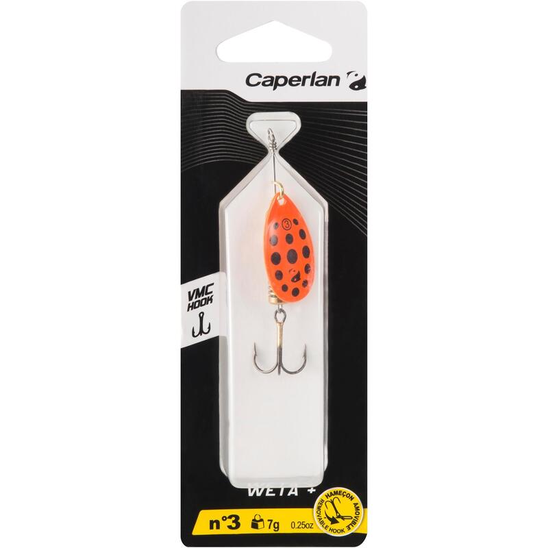 CUILLER TOURNANTE PÊCHE DES CARNASSIERS WETA + #3 ORANGE POINTS NOIRS