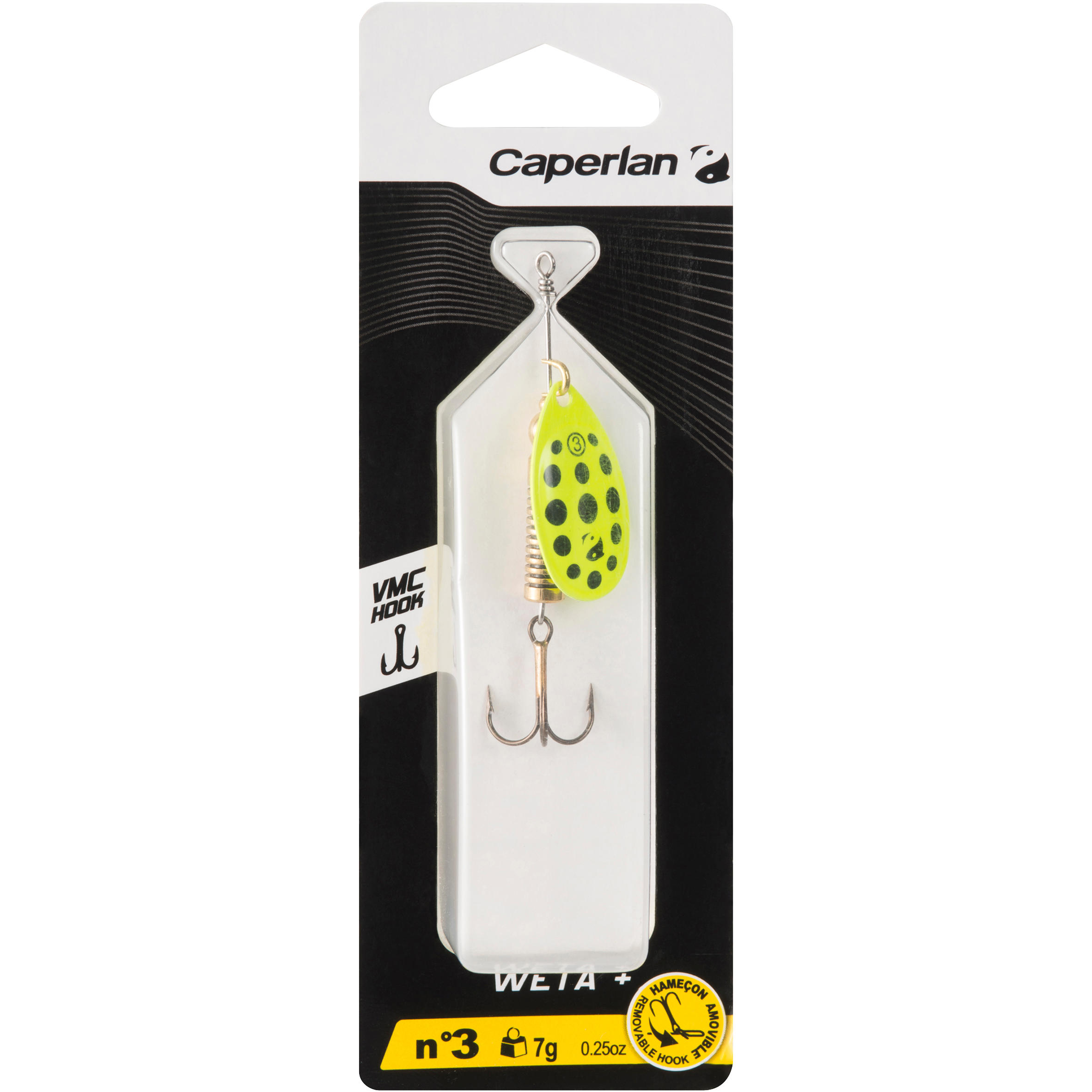 WETA + #3 YELLOW BLACK DOTS PREDATOR FISHING SPINNER 4/4