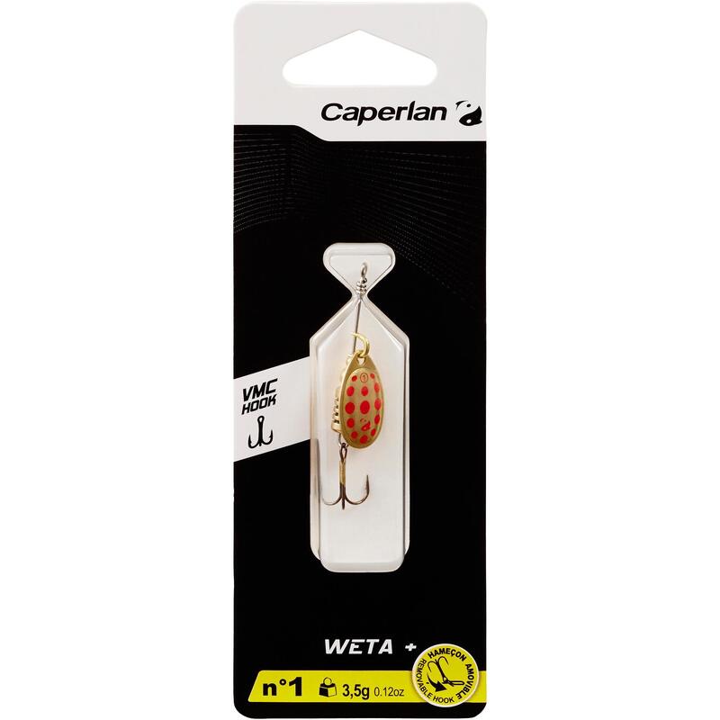 Cucharilla Giratoria Pesca Depredadores Weta + N.º 1 Oro Puntos Rojos