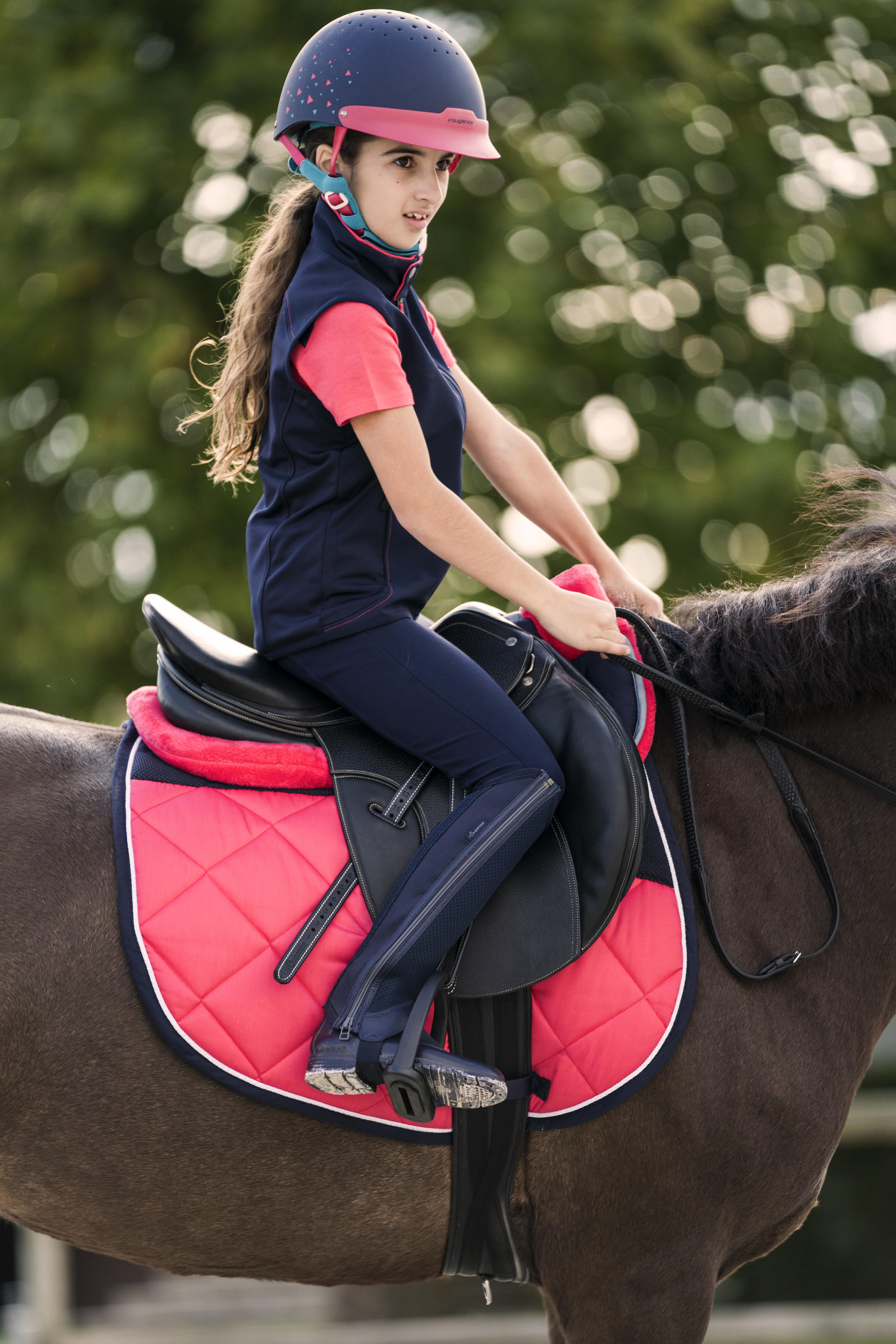 Kids' Horse Riding Mesh Half Chaps - 100 Navy - FOUGANZA