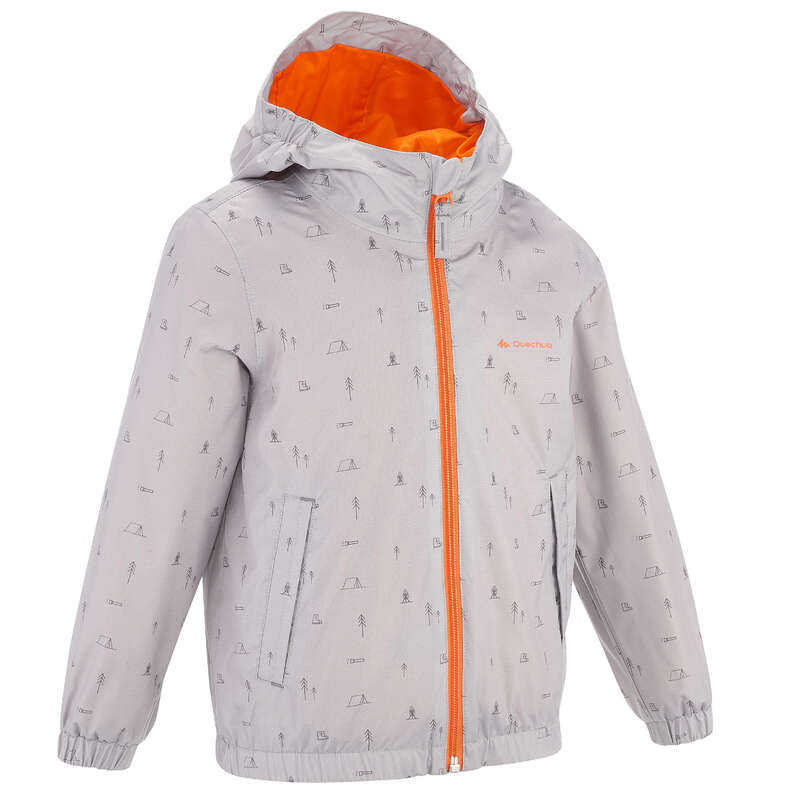 QUECHUA Hike 500 Boy's Waterproof Jacket Grey Decathlon