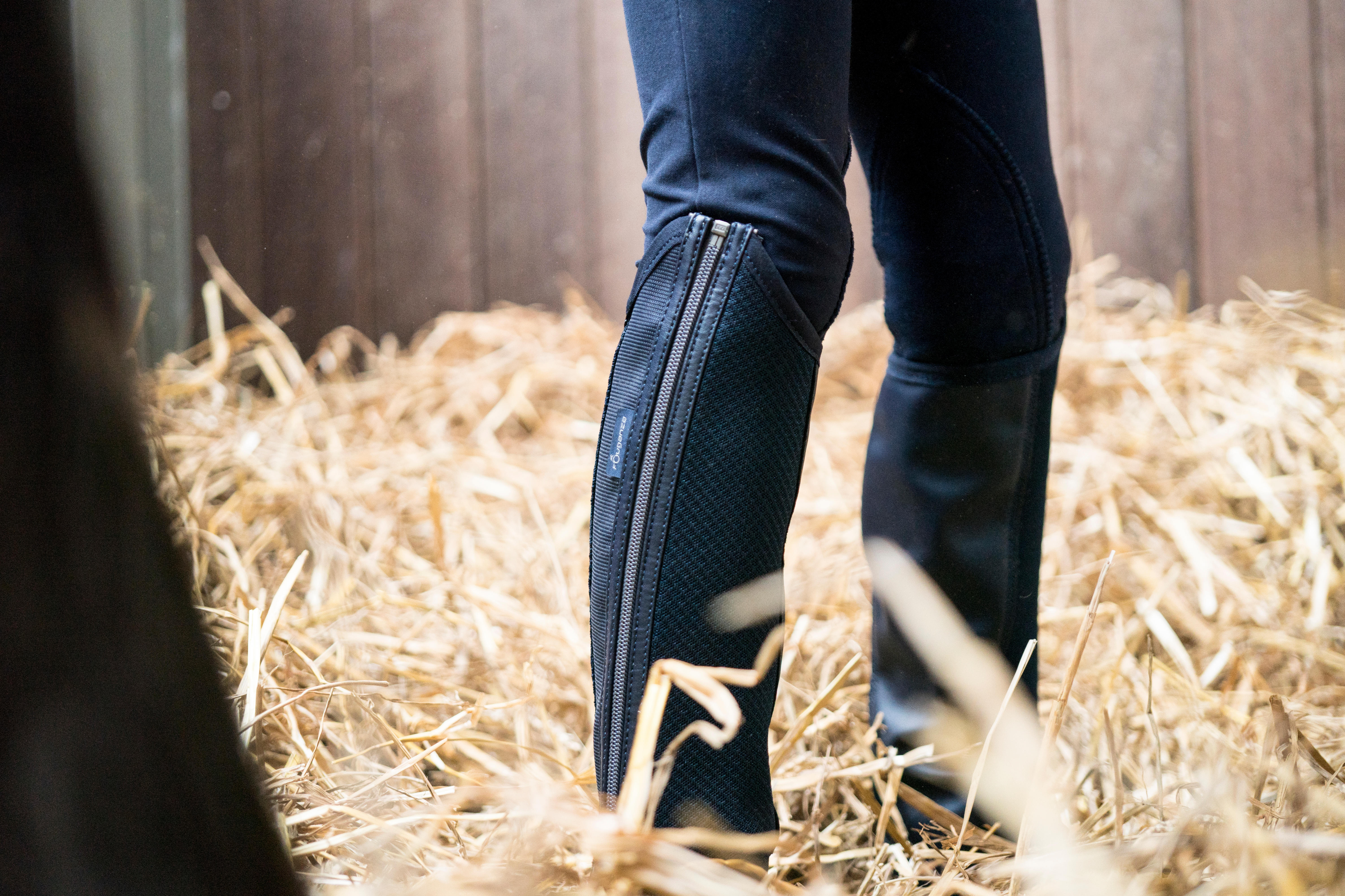 Kids' Horse Riding Mesh Half Chaps - 100 Navy - FOUGANZA