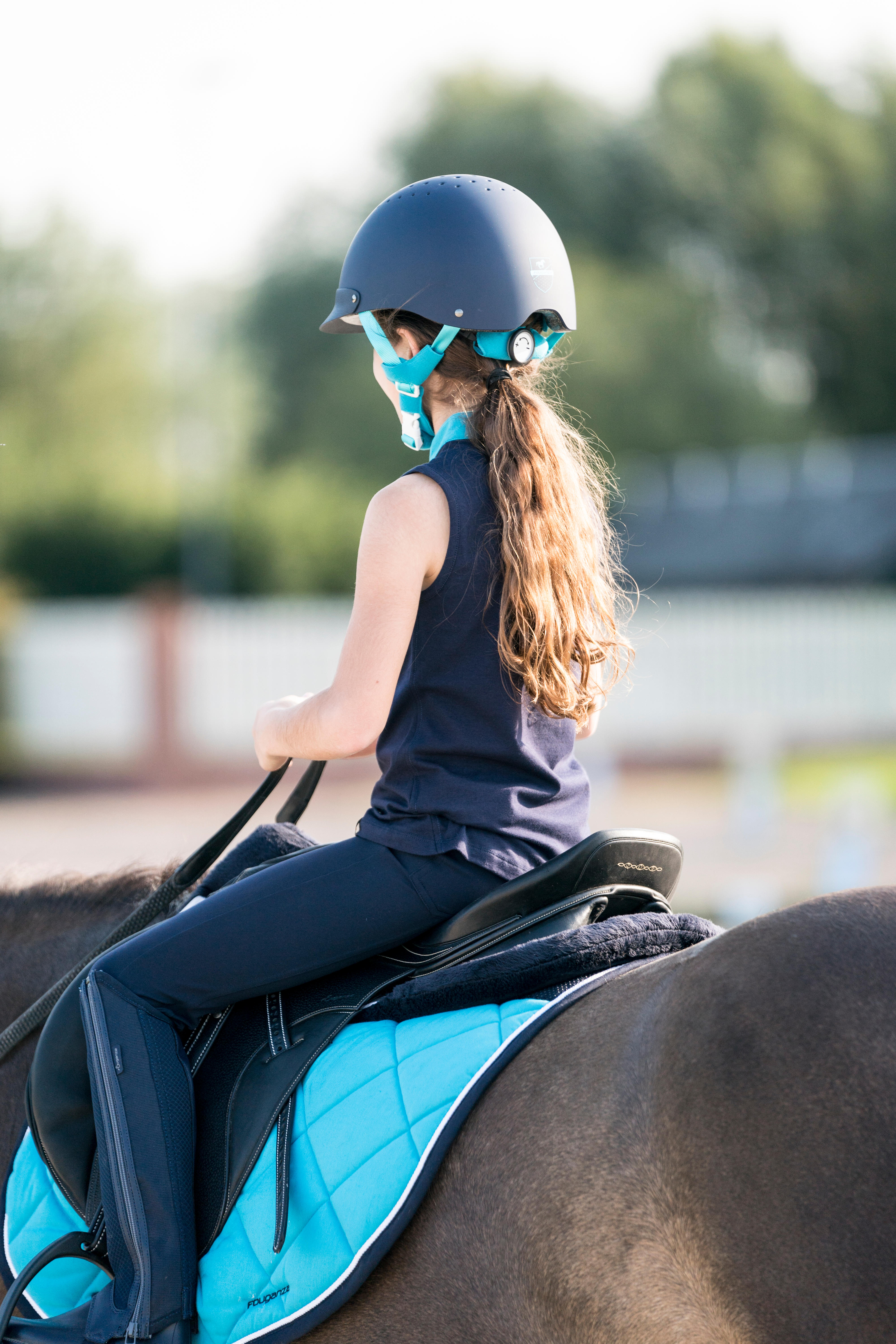 Kids' Horse Riding Mesh Half Chaps - 100 Navy - FOUGANZA