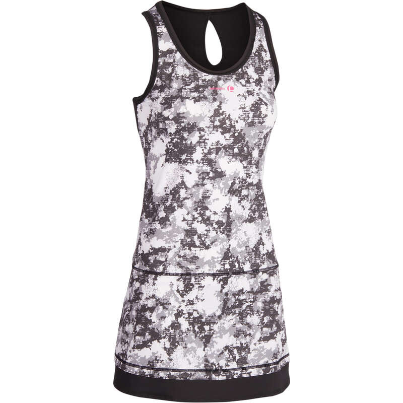 ARTENGO Soft 500 Tennis Dress Graphic Black Decathlon