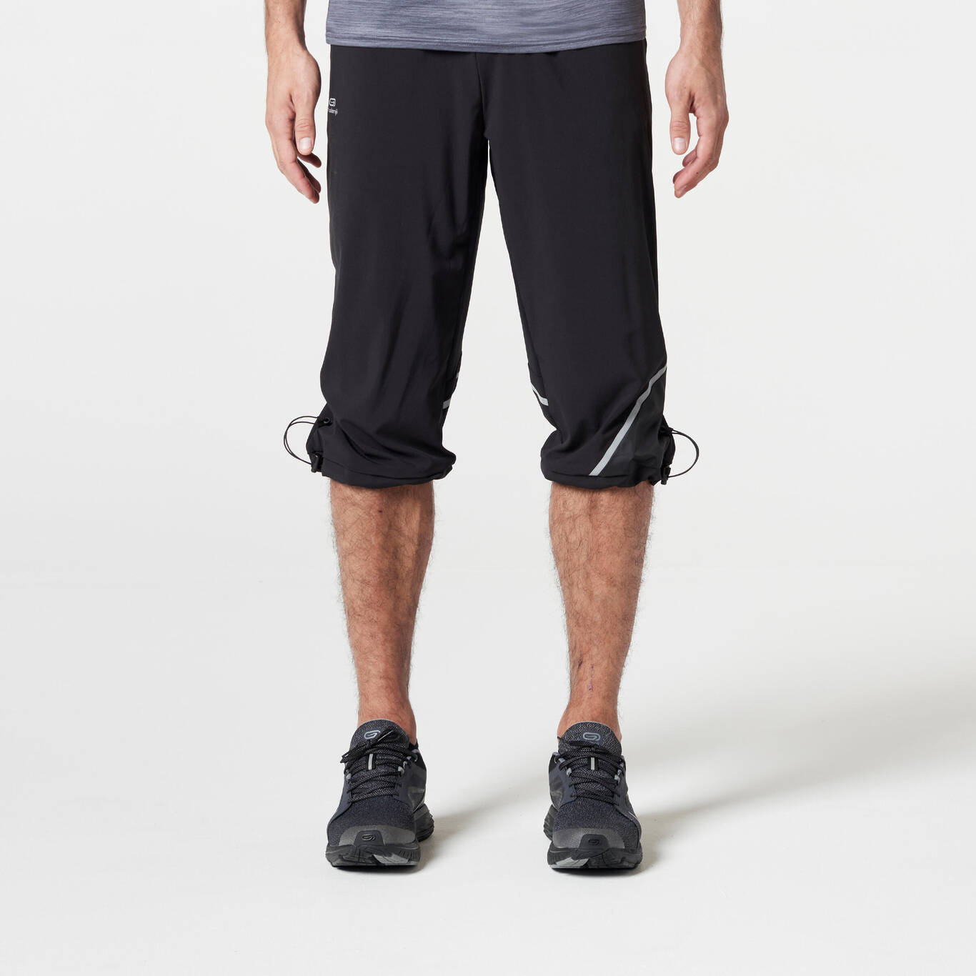 Men's Running Breathable Cropped Trousers Dry+ - black