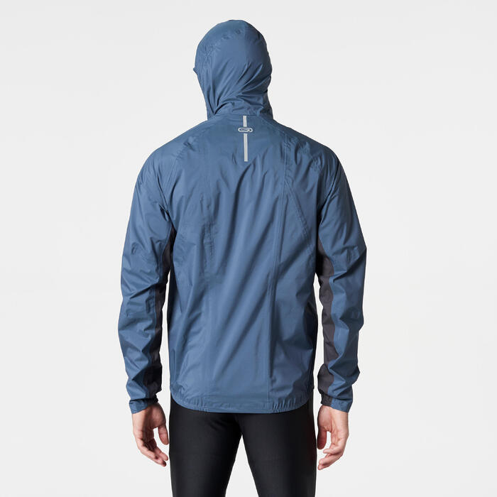 Men's Waterproof Trail Running Jacket blue/storm grey Decathlon