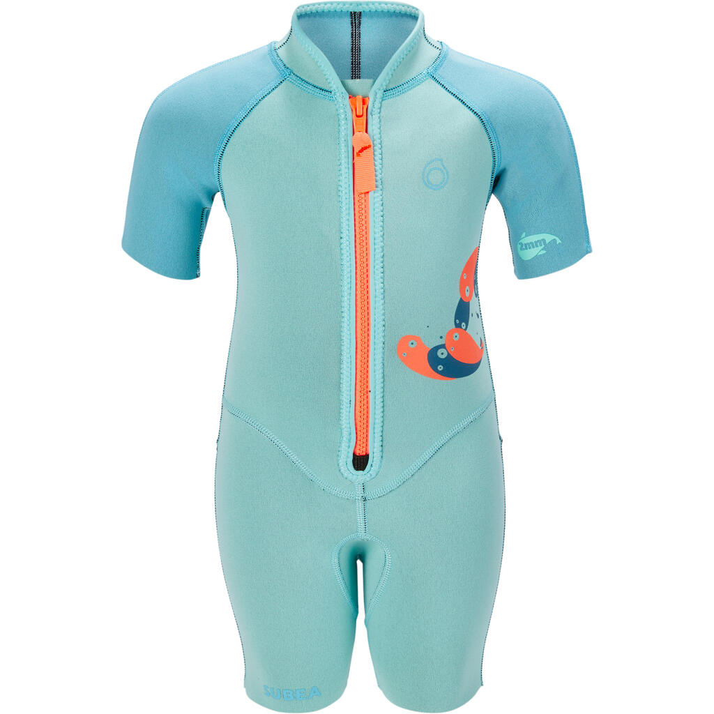 Bērnu snorkelēšanas tērps “100”, 1,5 mm, tirkīzzils