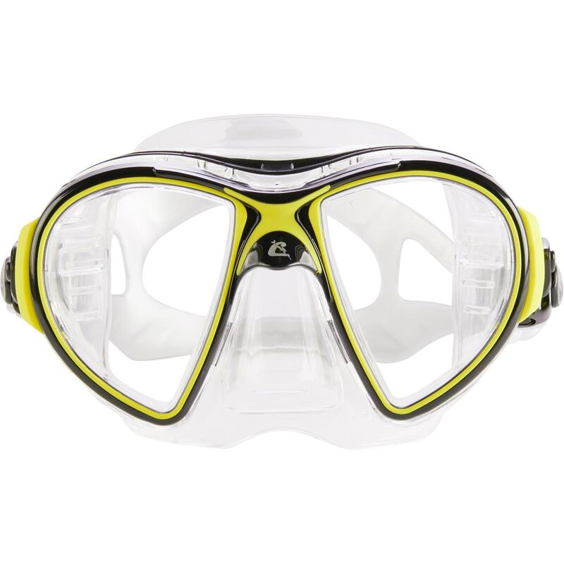 Duikbril voor diepzeeduiken en snorkelen voor volwassenen Air Crystal geel
