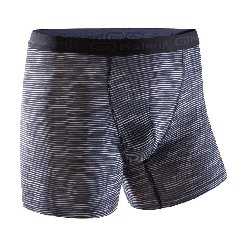 KALENJI Men's Breathable Running Boxers Camo Grey Decathlon