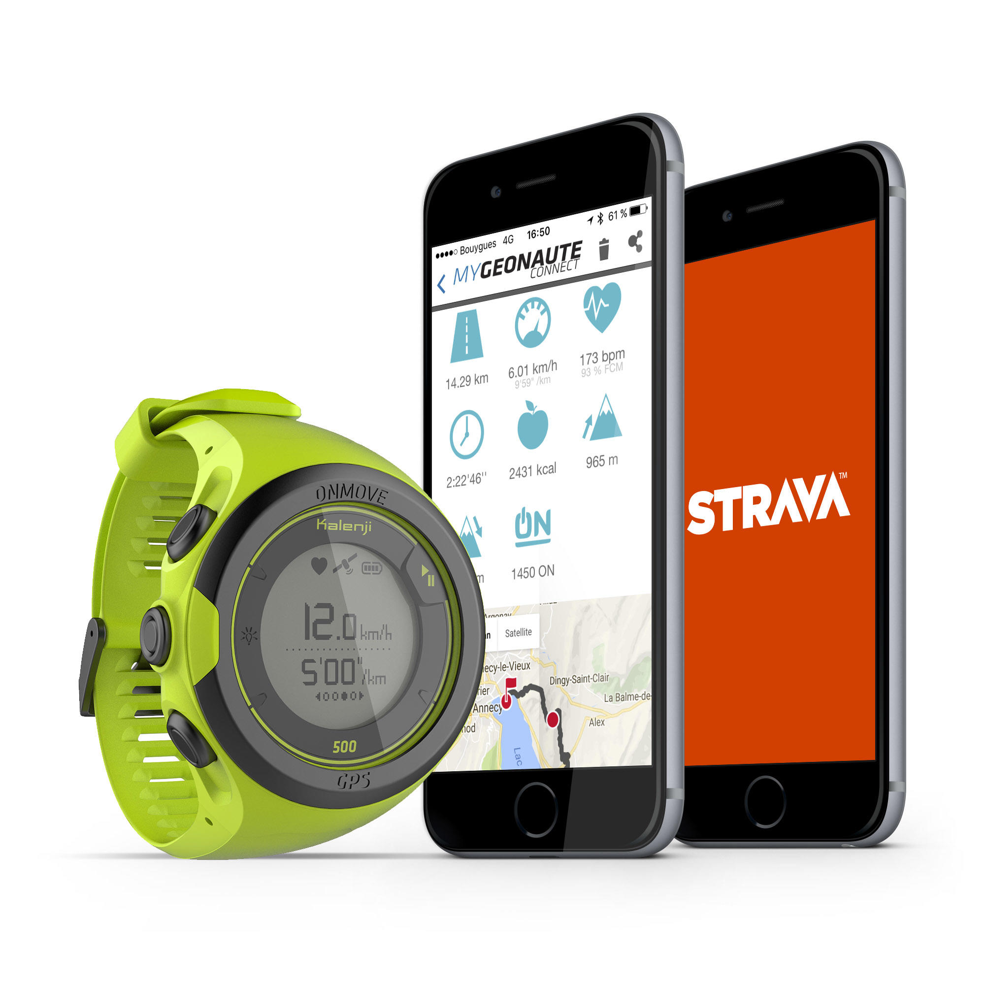 ONmove 500 GPS running watch and wrist heart rate monitor yellow KIPRUN Decathlon