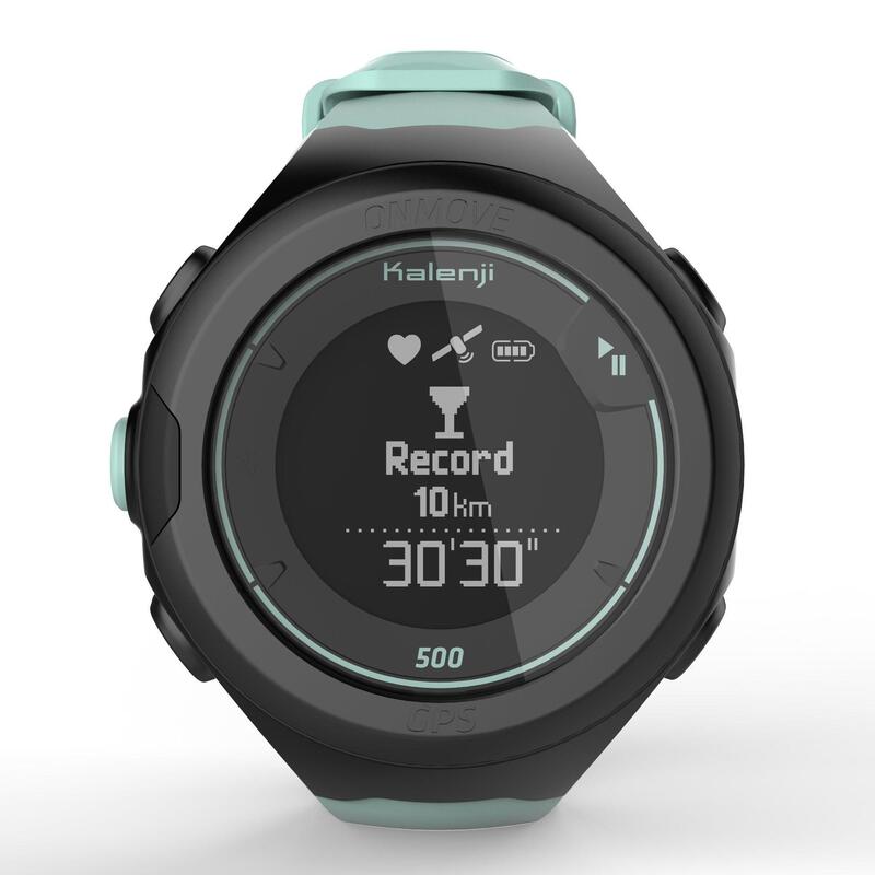 Montre de running GPS et cardio au poignet ONmove 500 vert d'eau