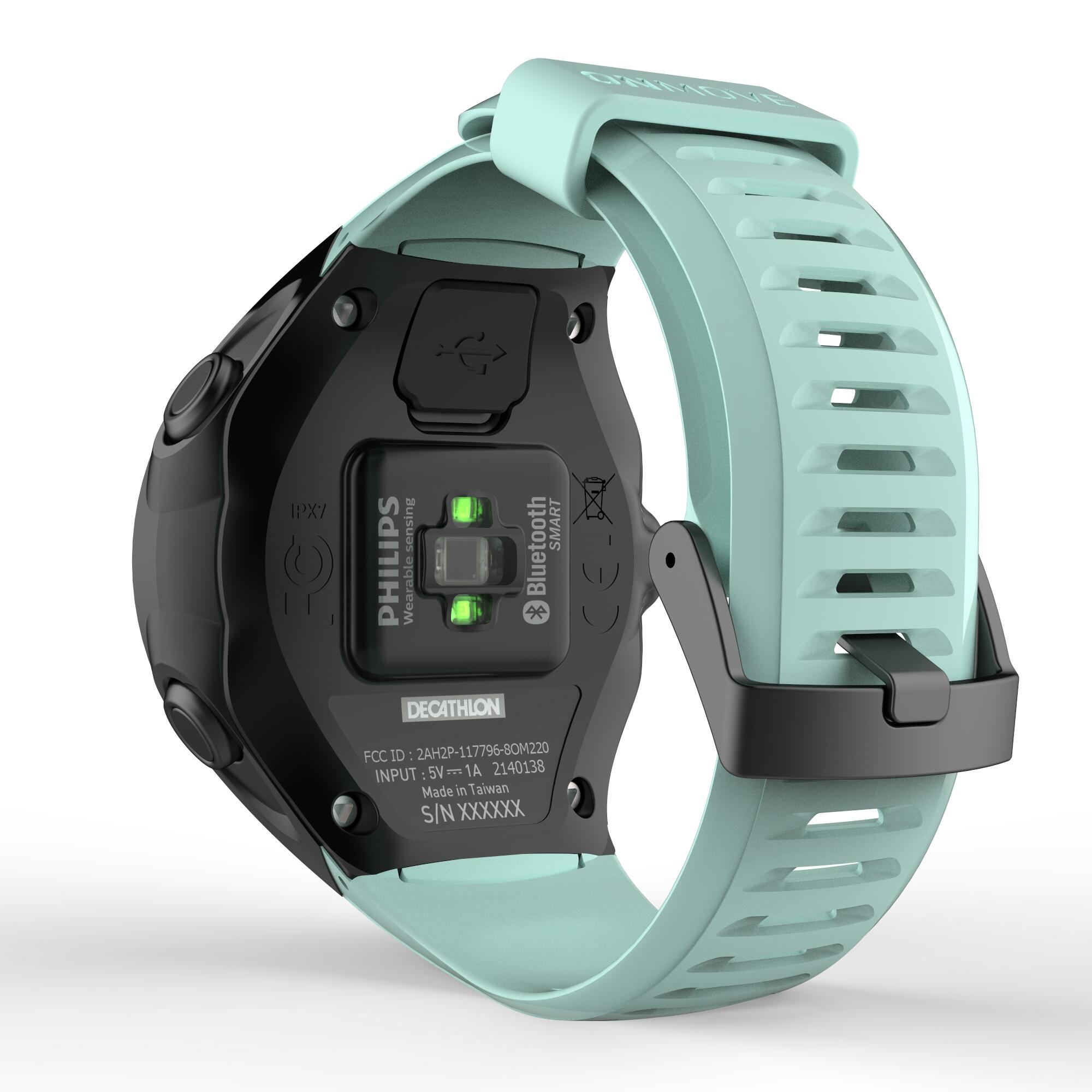Pulseira para relógio gps de corrida onmove 500 azul/verde