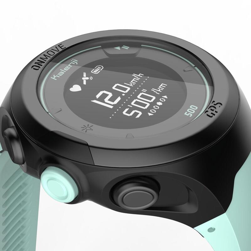 Montre de running GPS et cardio au poignet ONmove 500 vert d'eau