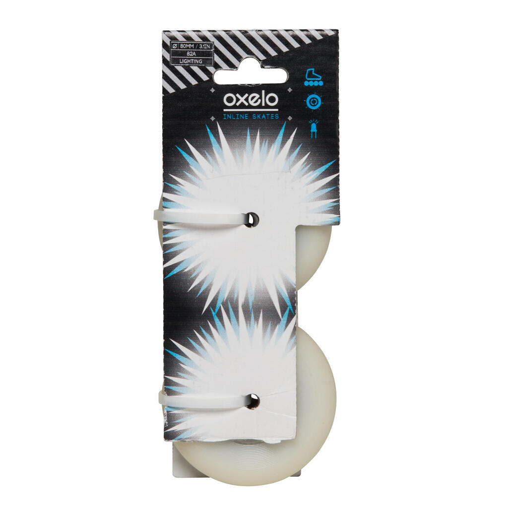 2 Ruedas Patines con Luz Oxelo 80 mm 82 A con Baleros