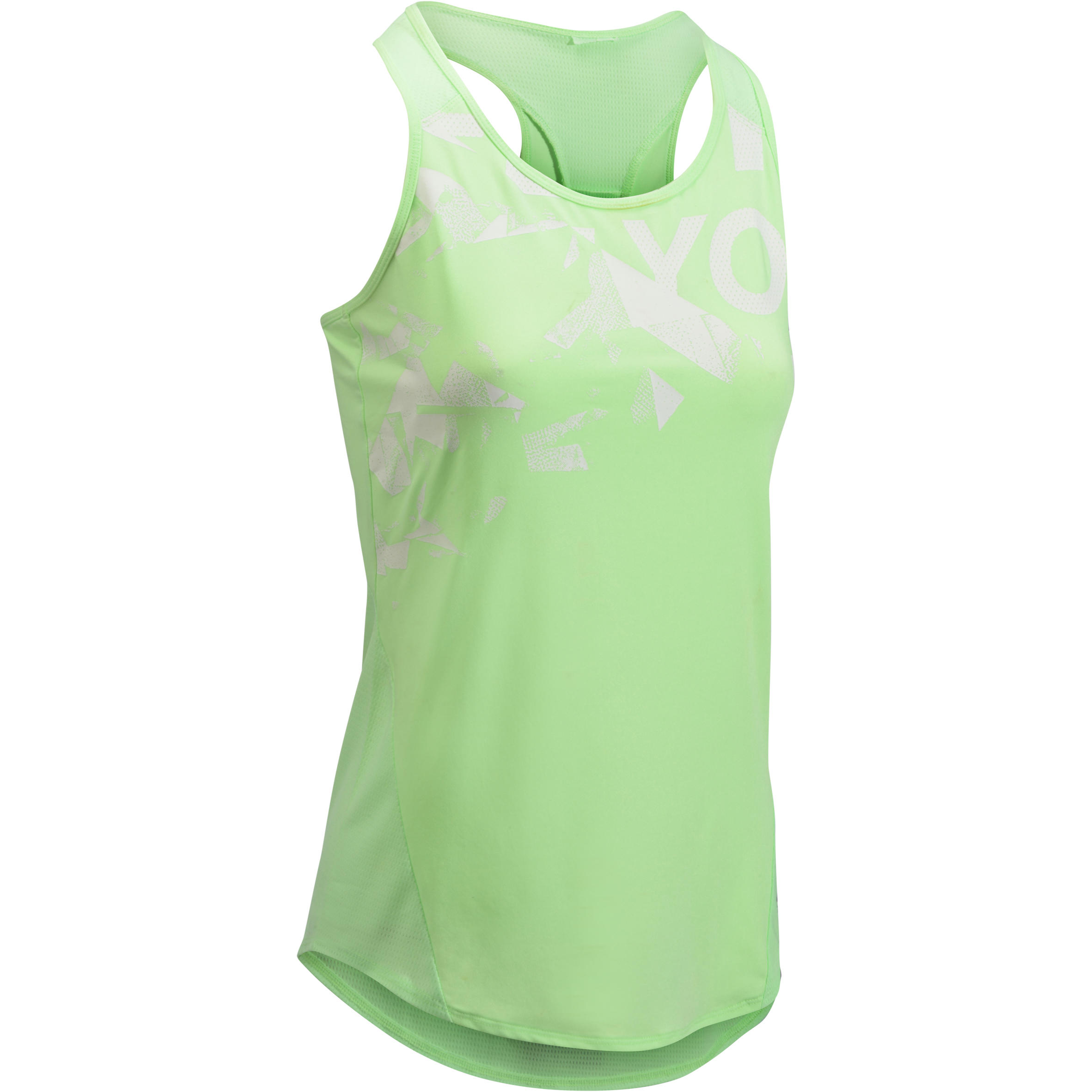 DOMYOS 120 Women's Cardio Fitness Tank Top - Mint Green With Print Design