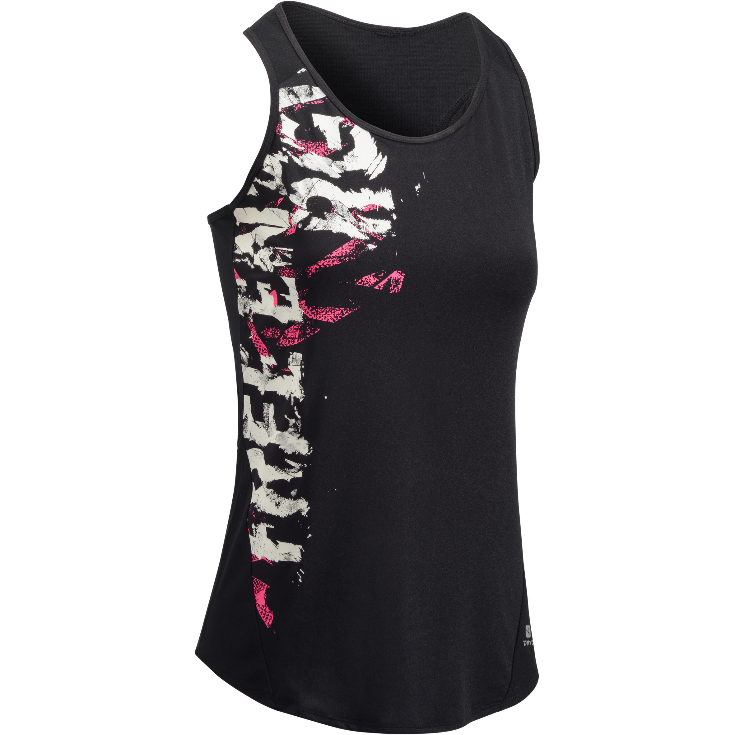 DOMYOS 120 Women's Cardio Fitness Tank Top - Black with Print