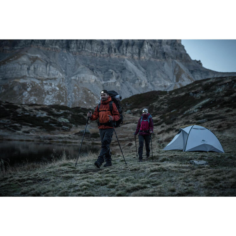 男款登山健行防水雨褲－TREK500－深灰色