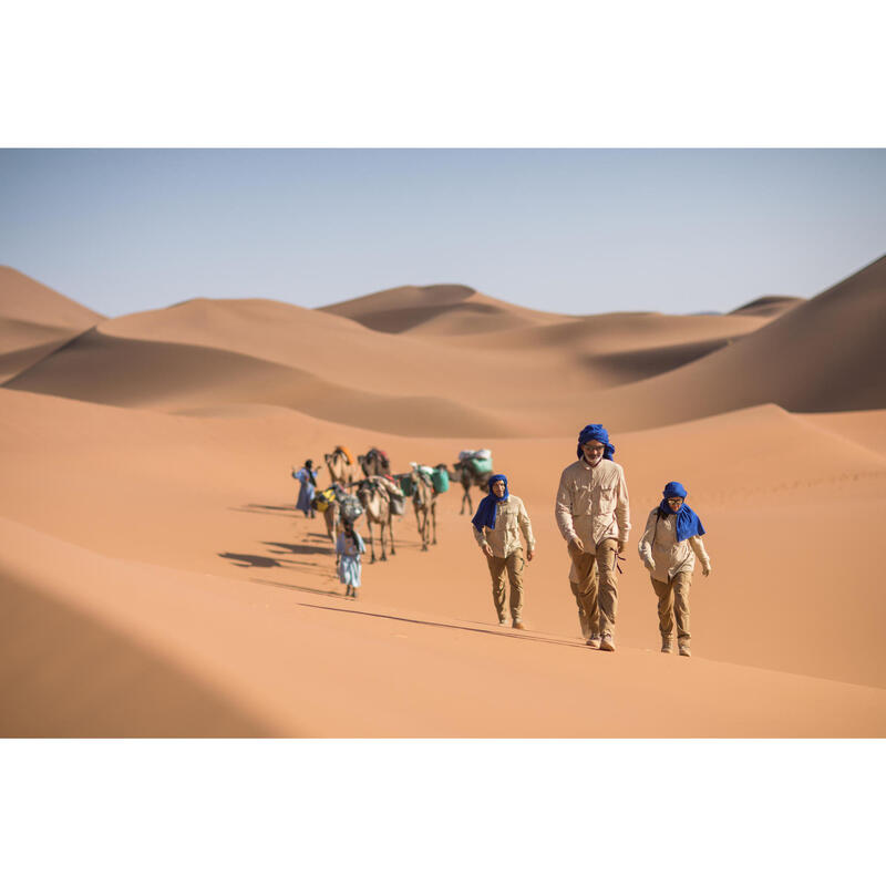 Uv-werend herenoverhemd met lange mouwen voor woestijntrekking Desert 900 beige