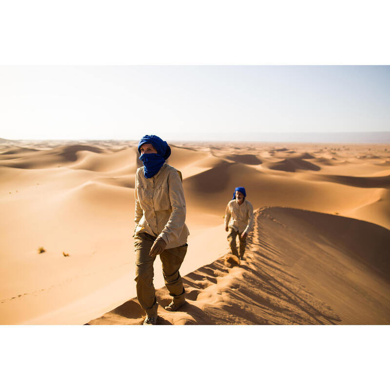 Uv-werend herenoverhemd met lange mouwen voor woestijntrekking Desert 900 beige