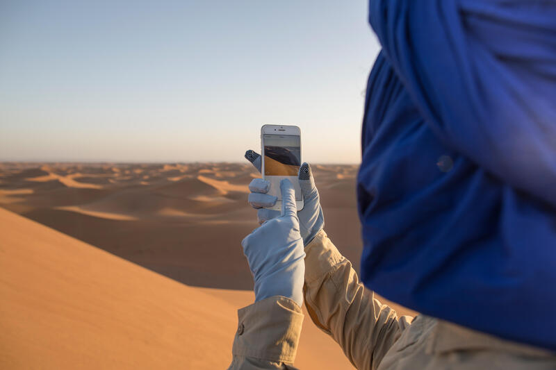 抗UV沙漠健行手套Desert 500－藍色