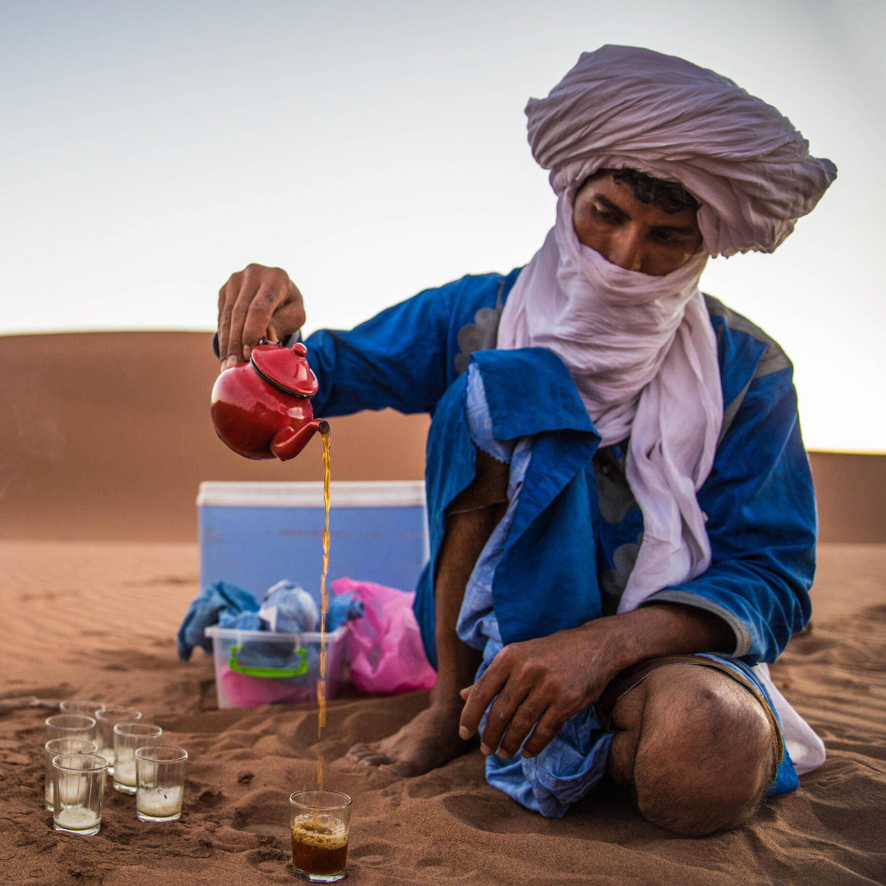 Bedouin from the Sahara serving tea