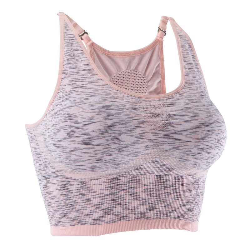 WOMAN YOGA APPAREL - Women's Yoga Seamless Bra - Pink DOMYOS