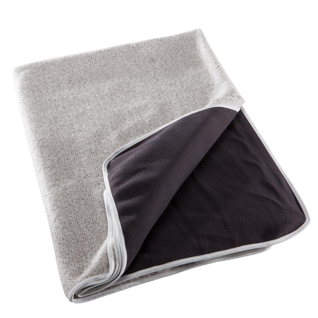 Two-sided xl yoga blanket - mottled grey/black