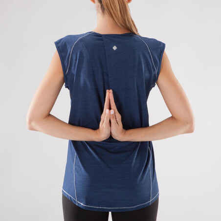 Women's Breathable Yoga T-Shirt - Heathered Blue