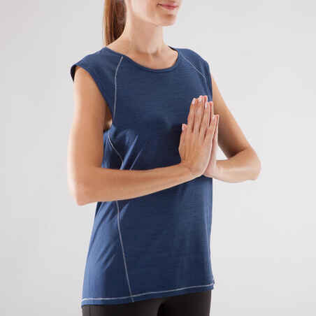 Women's Breathable Yoga T-Shirt - Heathered Blue