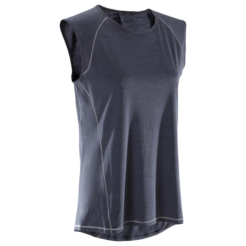 T-Shirt Yoga Damen schwarz meliert