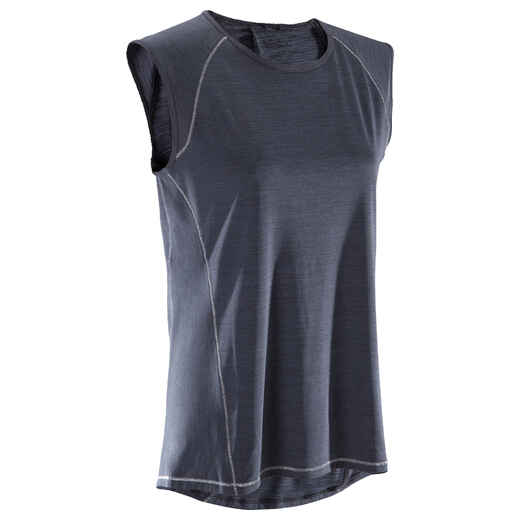 
      Women's Sleeveless Yoga T-Shirt - Mottled Black
  