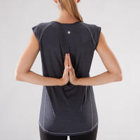 T-Shirt sans manches yoga femme noir chiné