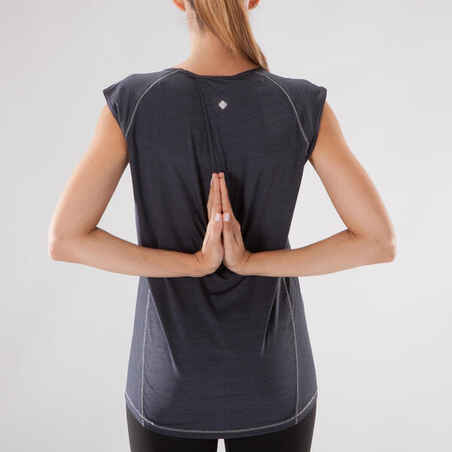 Women's Sleeveless Yoga T-Shirt - Mottled Black