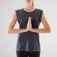 Women's Sleeveless Yoga T-Shirt - Mottled Black