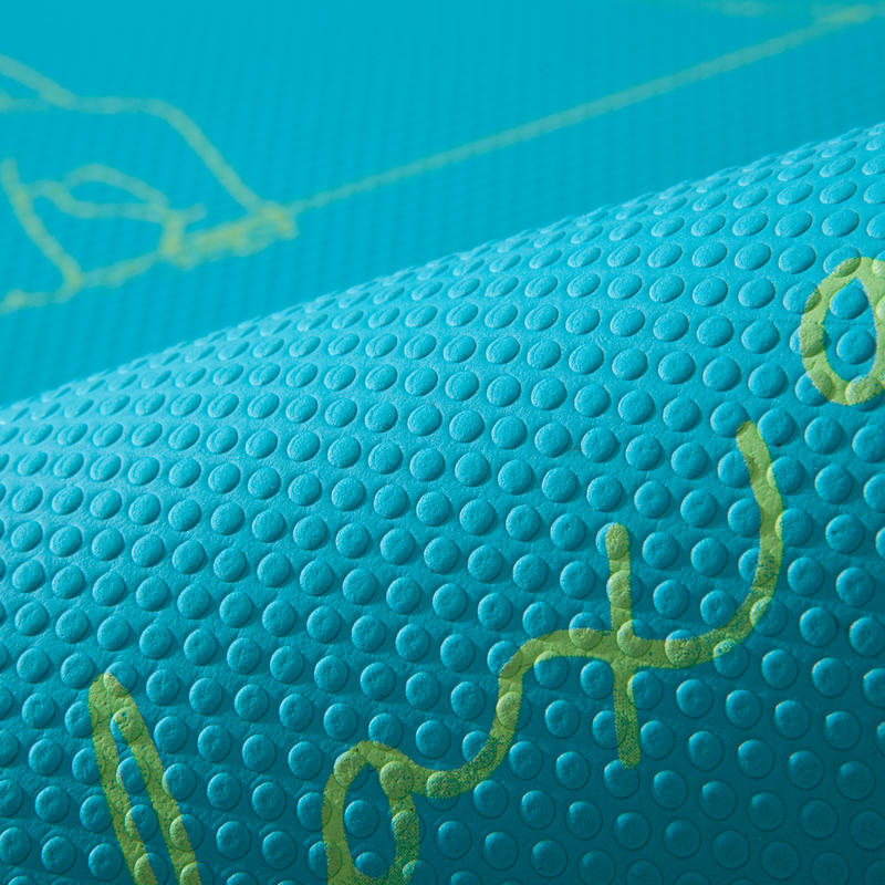 Tapis Yoga Enfant Imprime Ourson 5 Mm Bleu Domyos By Decathlon