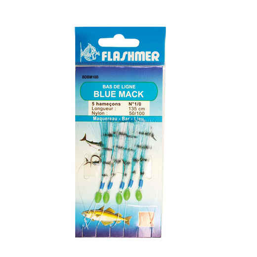 
      Blue mack 5 N°1/0 hooks green sea fishing leader
  