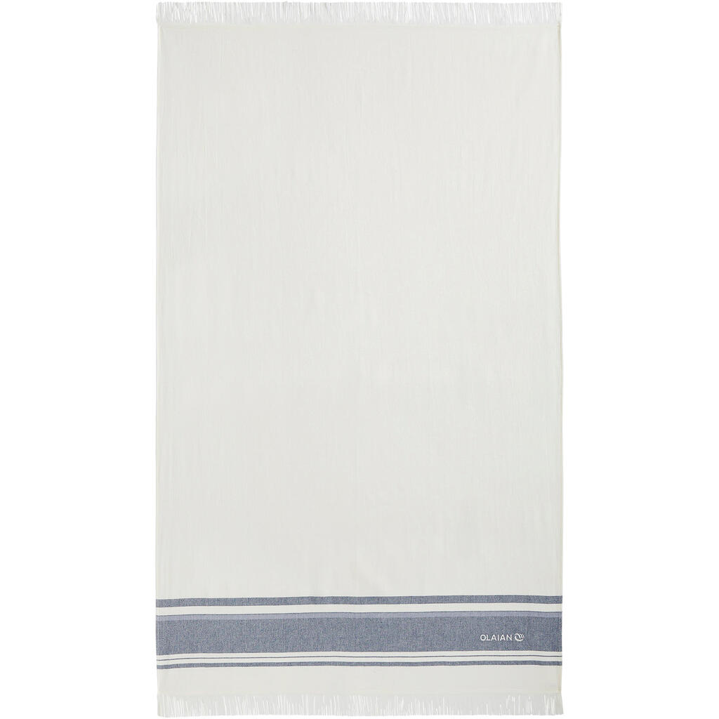 Dvielis “Fouta”, 170x100 cm, balts, tumši zils