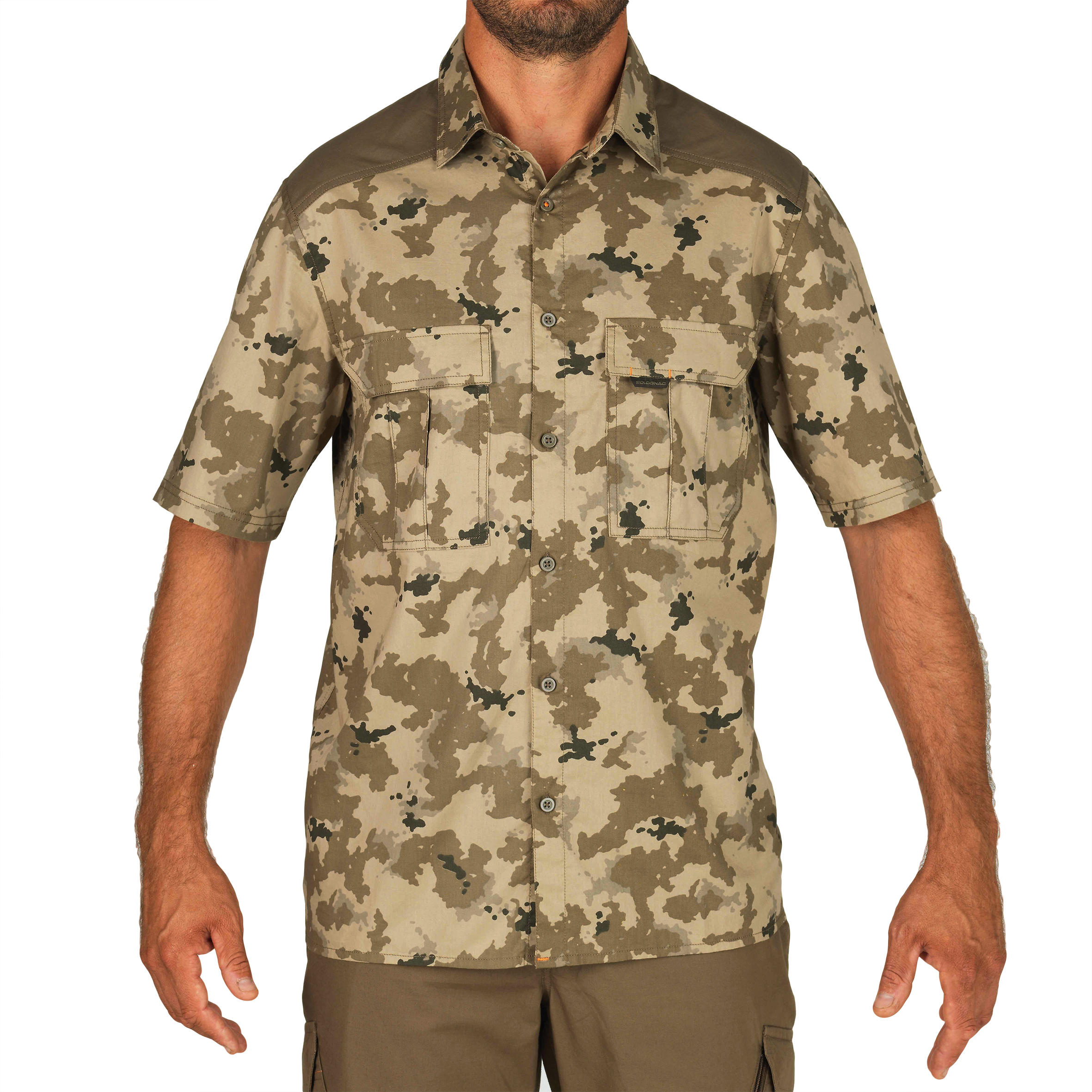 Beige Island camouflage hunting short-sleeved shirt 2/8