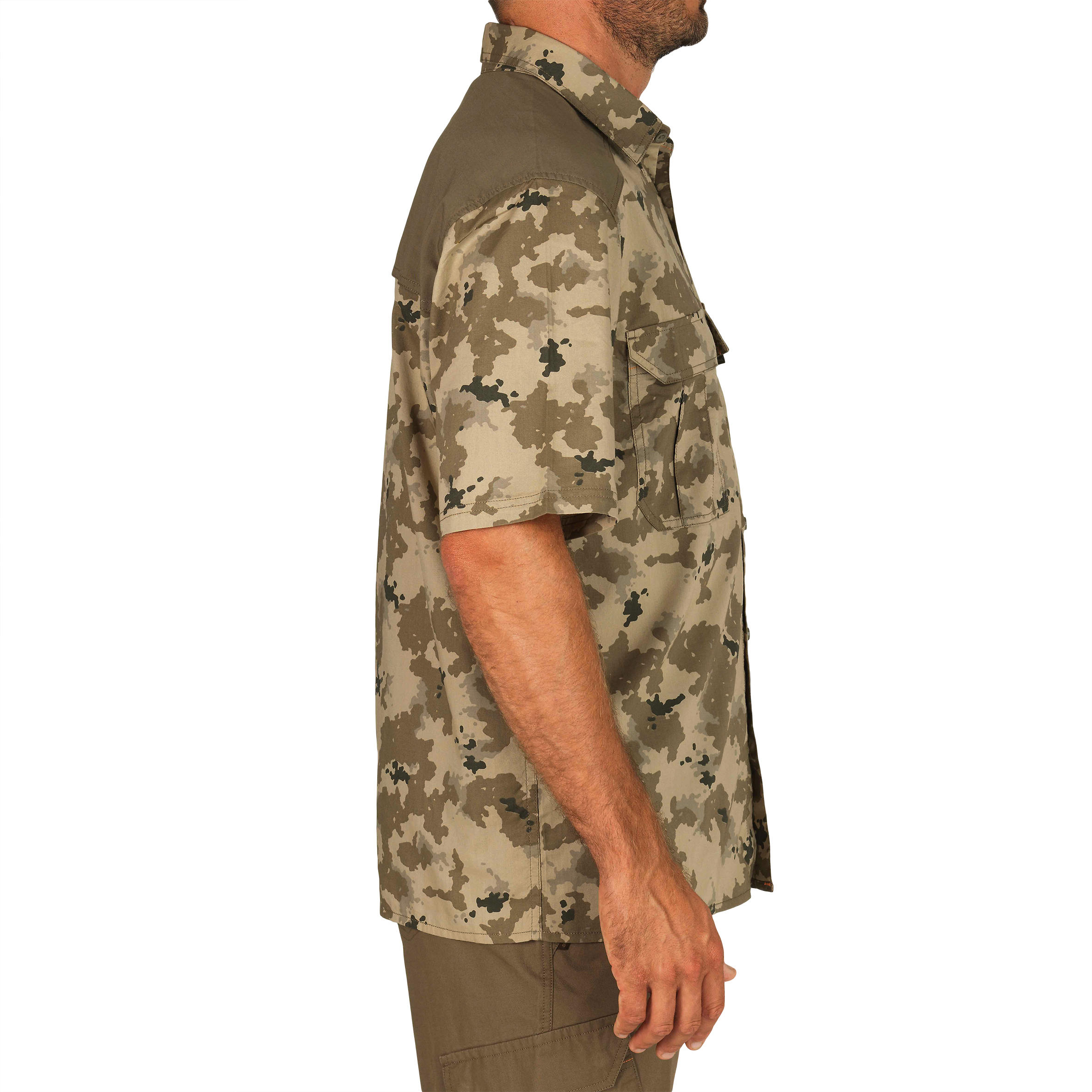 Beige Island camouflage hunting short-sleeved shirt 6/8