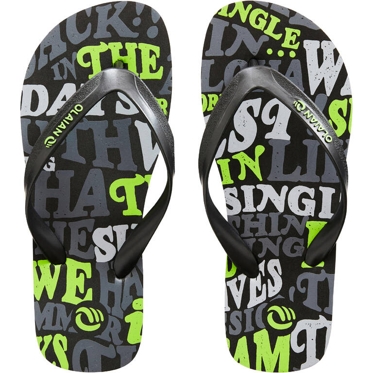 Boys' Flip-Flops 120 - Words Black - Decathlon