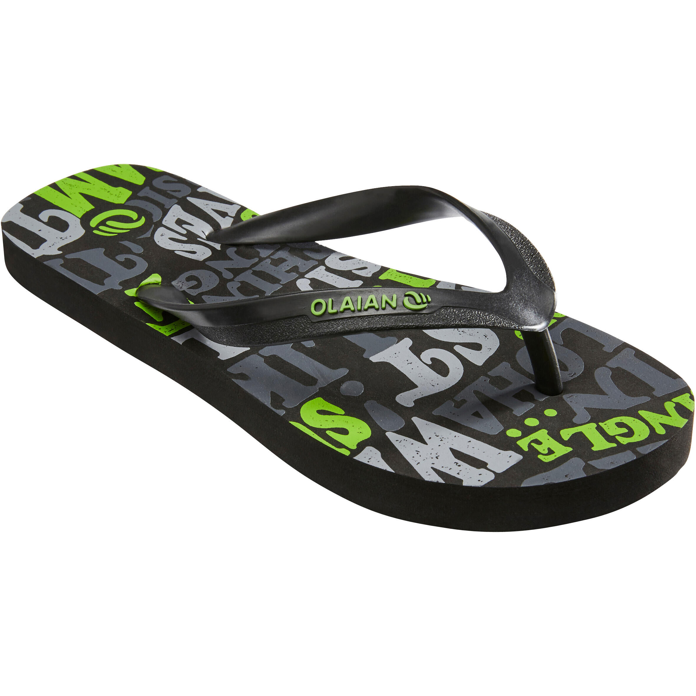 OLAIAN Boys' Flip-Flops - 120 - Words Black