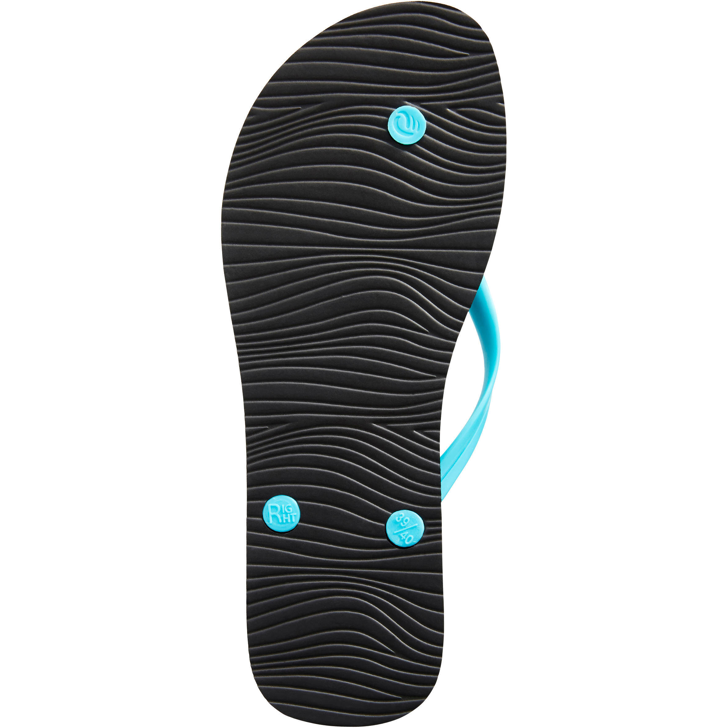 Women Slippers or Flip Flops 100 Turquoise and Black -  5