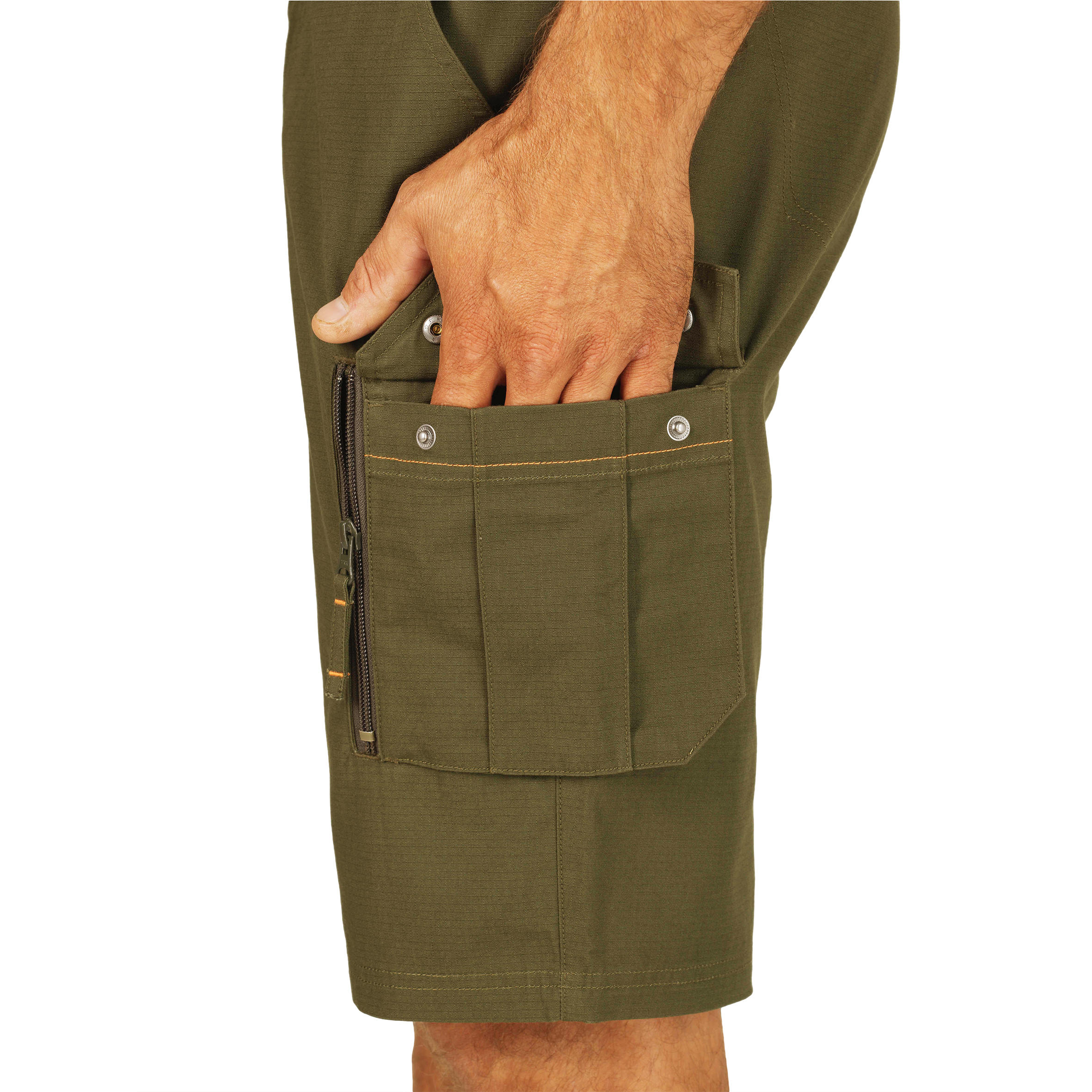 Bermudas Pantalon corto de Caza solognac 500 Hombre Verde Caqui Cargo 4/9
