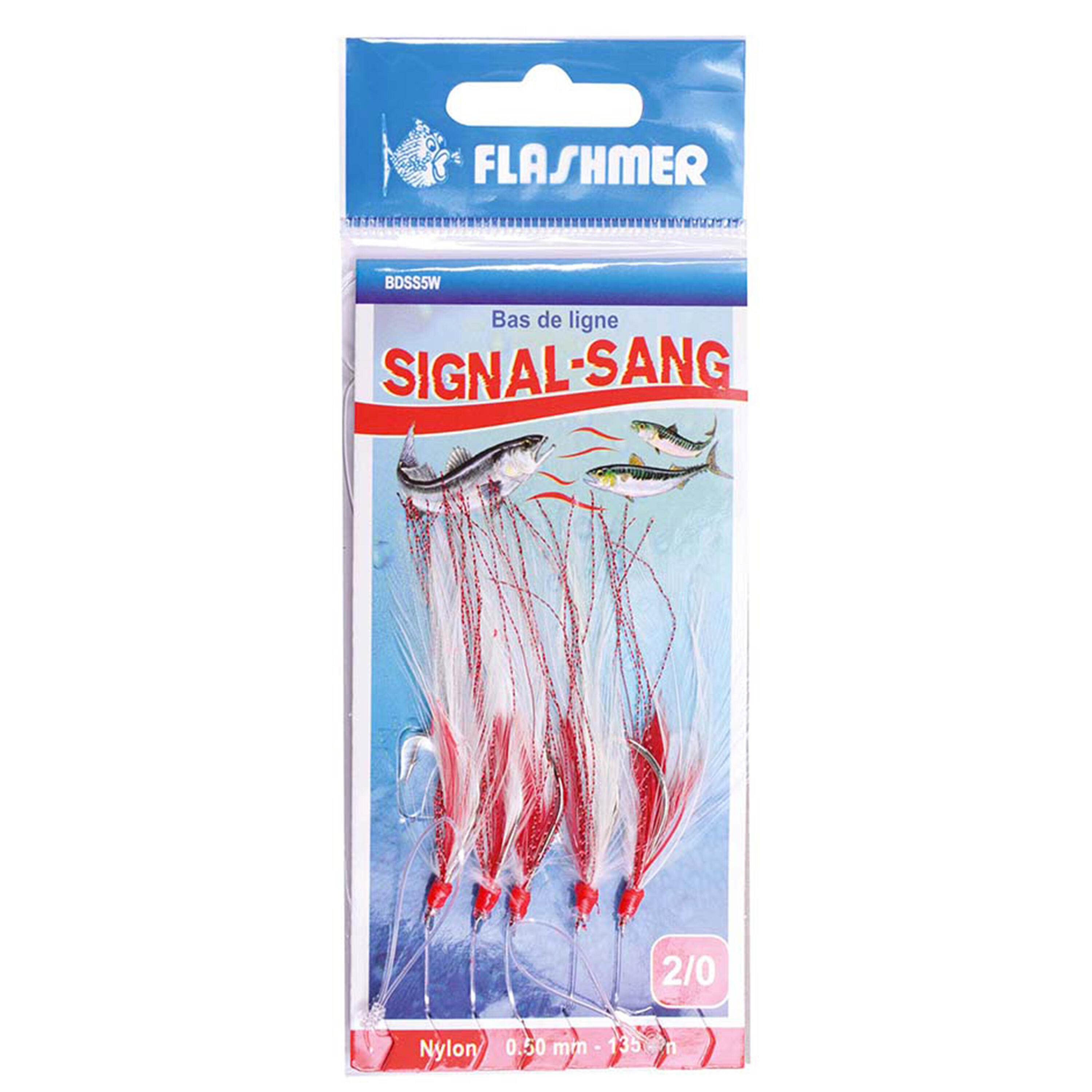 FLASHMER Blood Trail Red Feathers 5 No. 2 Hooks Sea Fishing