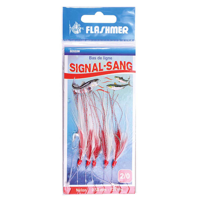 Montáž s peříčky na mořský rybolov Signal Sang 5 háčků č. 2