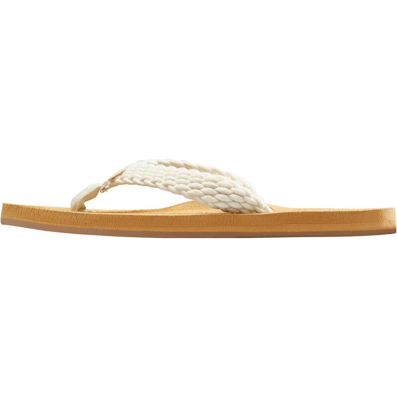 Chanclas playa Mujer Roxy dedo beige blanco trenzado