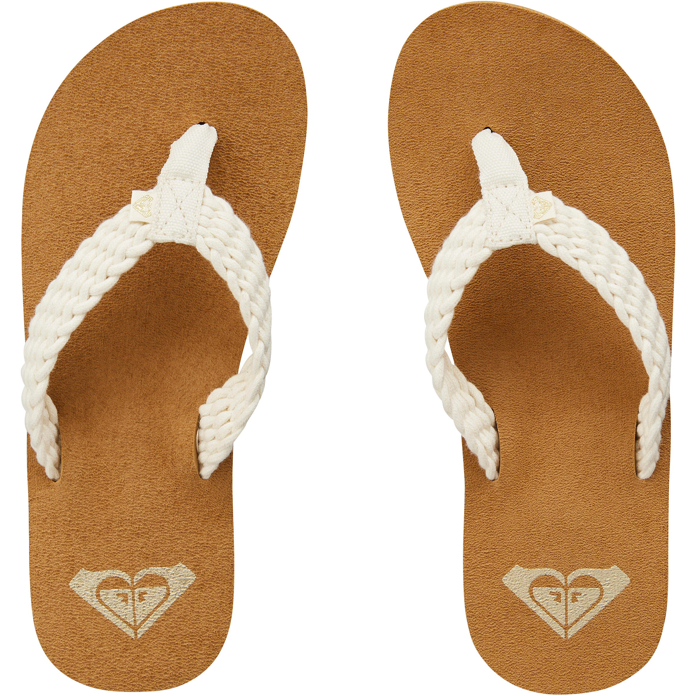 Chanclas playa Mujer Roxy dedo beige blanco trenzado Decathlon