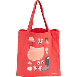 Sac de pansage équitation en coton rose